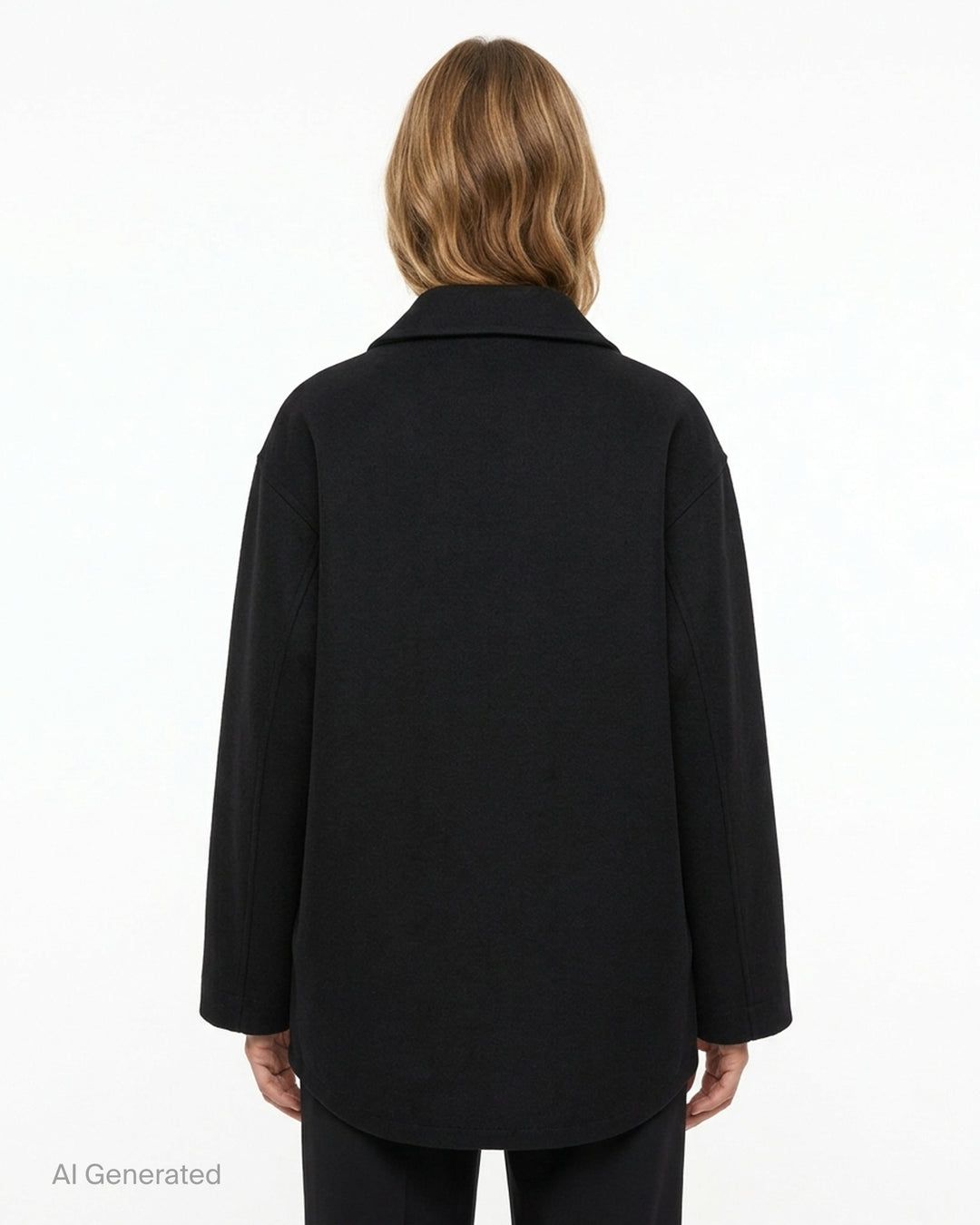 Sofie D'Hoore black three-button jacket with classic collar, slanted front pockets and wide sleeves, shown from the front - back