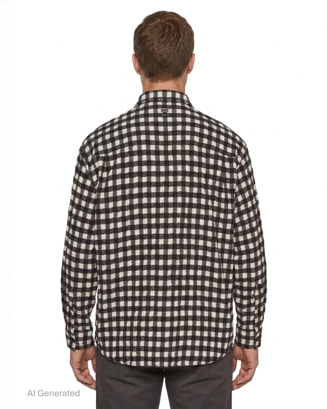 Long Sleeve Crinkled Check Shirt | Solid Homme | Club21 - back