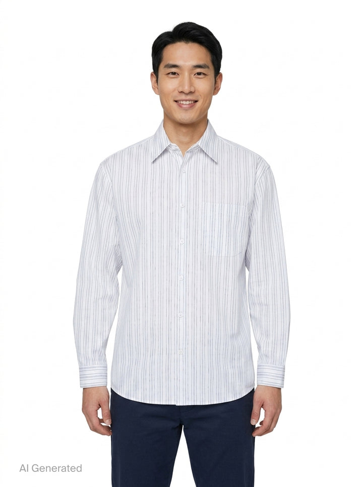 Long Sleeve Stripe Office Shirt | Solid Homme | Club21 - front