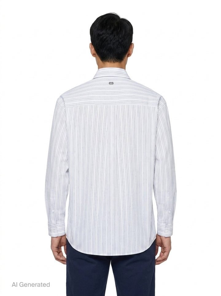 Long Sleeve Stripe Office Shirt | Solid Homme | Club21 - back