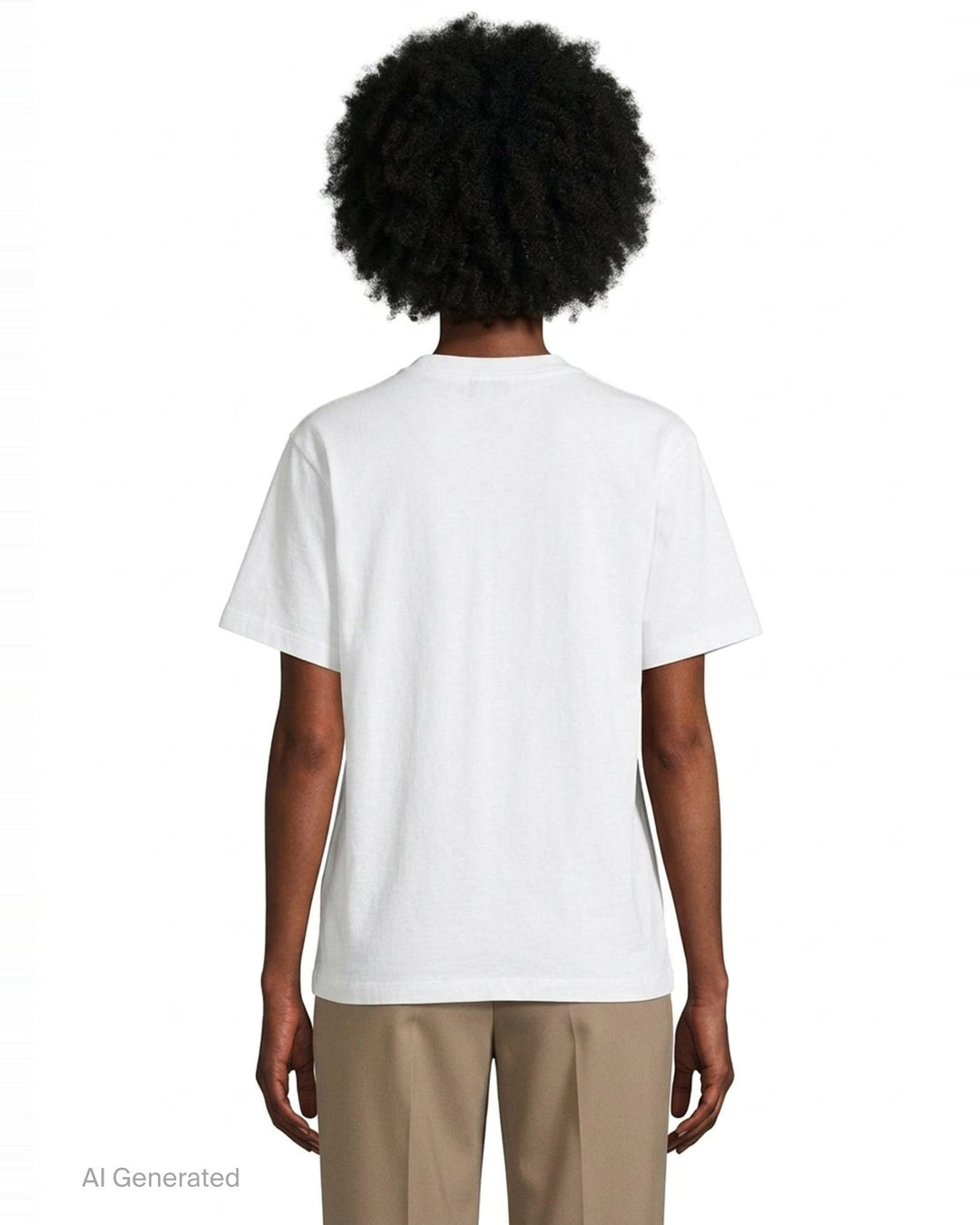 Stella McCartney white boyfriend T-shirt with a multicolour crochet heart appliqué at the chest and tonal logo print, shown flat on a white background - back