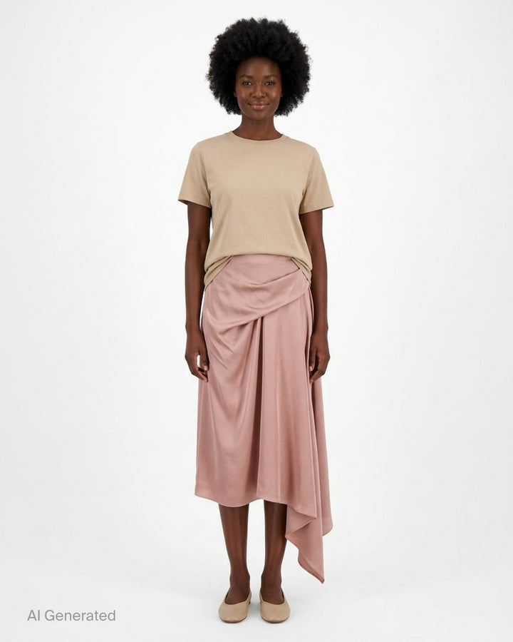 Draped Satin Asymmetric Skirt | Stella McCartney | Club21 - front