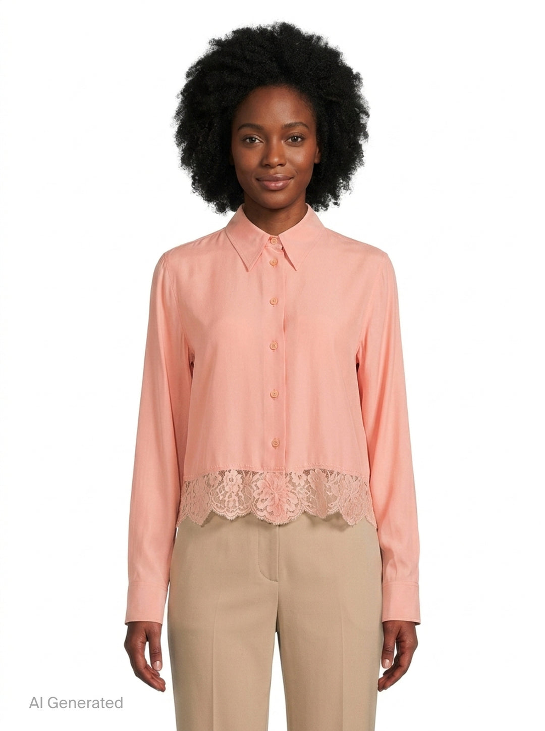 Lace-Trimmed Silk Shirt | Stella McCartney | Club21 - front