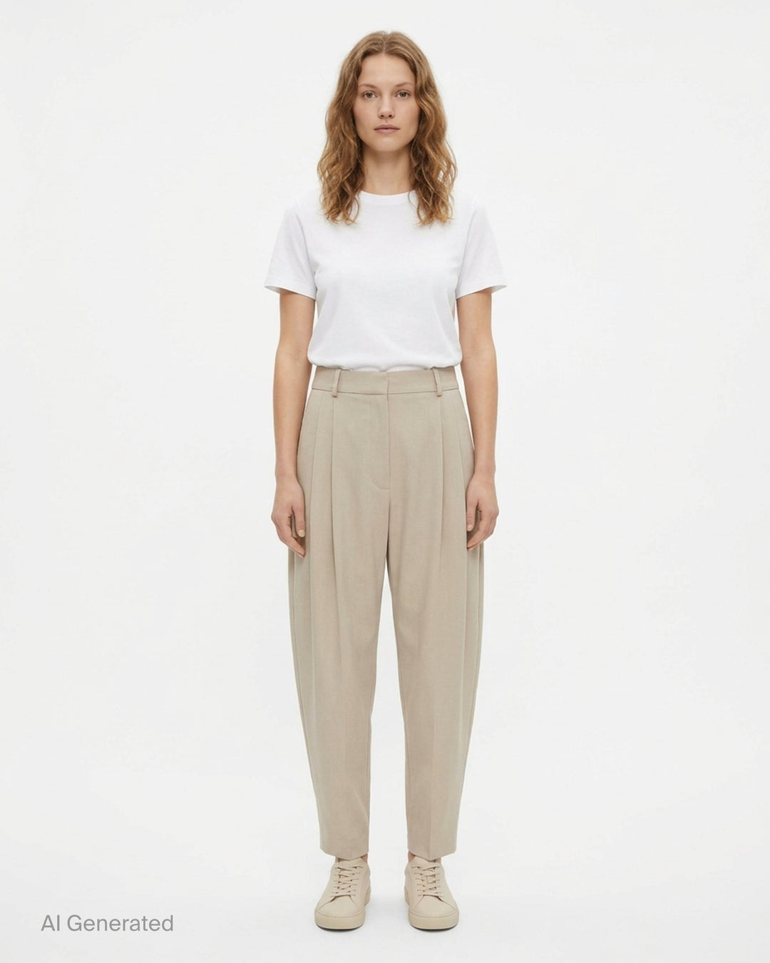Stella McCartney mid rise balloon tailored pants in pale mint with double front pleats, belt loops, and a tapered cropped leg - front