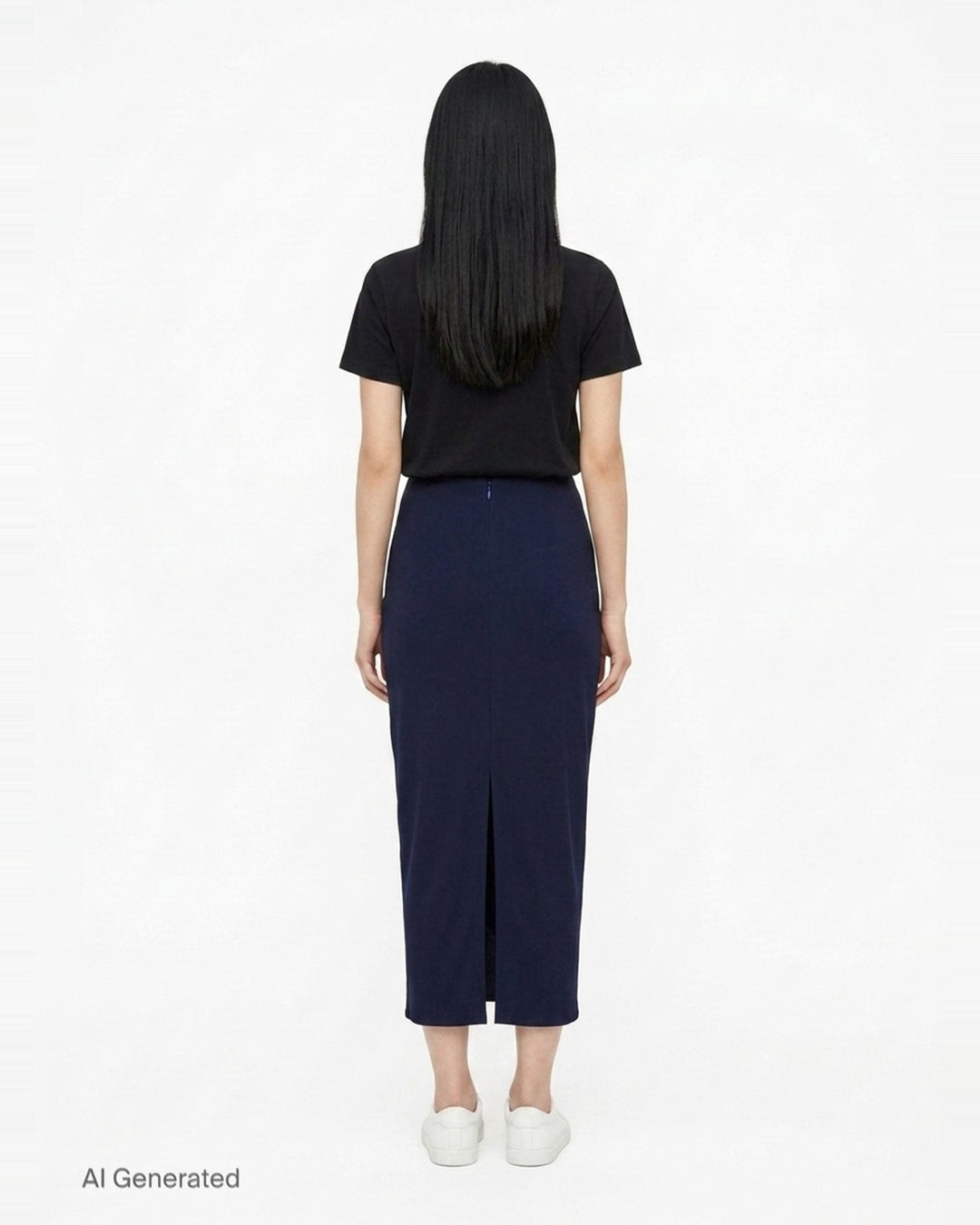 Navy Draped Midi Skirt | Stella McCartney | Club21 - back
