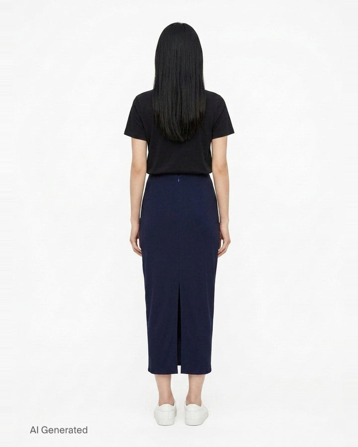 Navy Draped Midi Skirt | Stella McCartney | Club21 - back