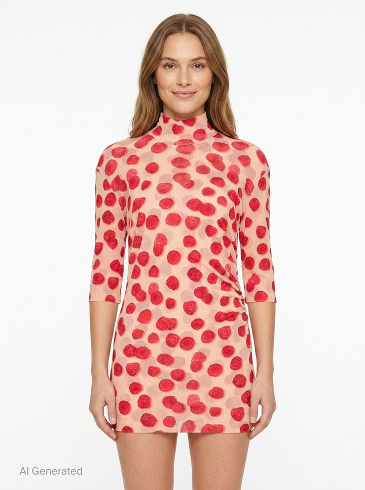 Raspberry Printed Mesh Top | Stella McCartney | Club21 - front