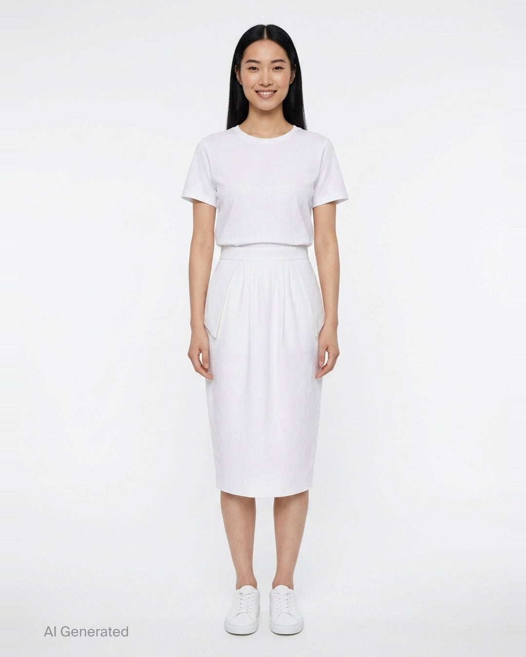White Pleated Midi Skirt | Stella McCartney | Club21 - front