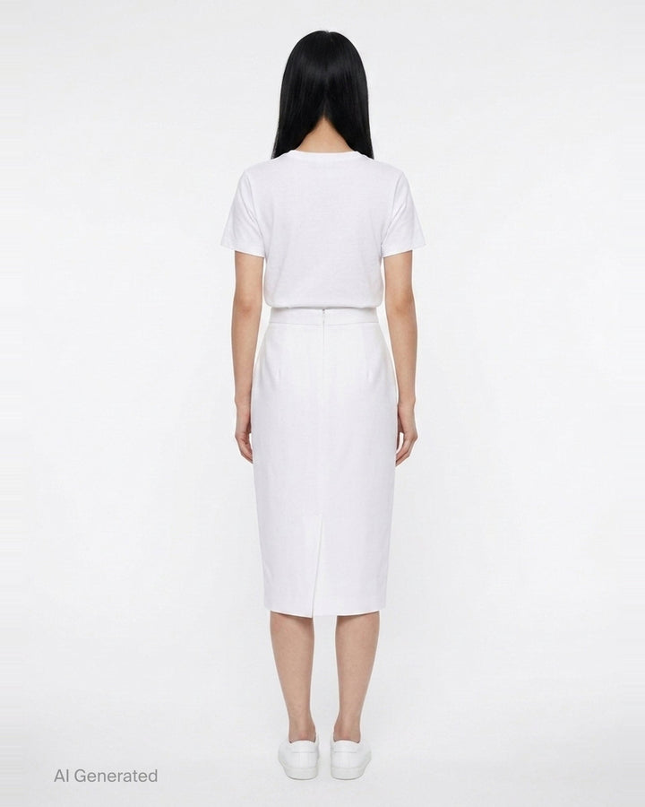 White Pleated Midi Skirt | Stella McCartney | Club21 - back