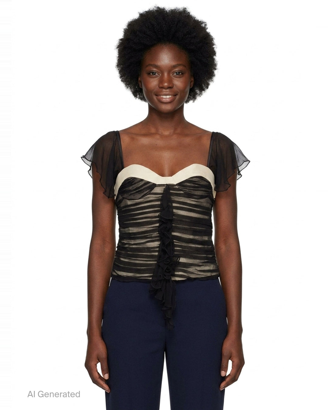 Black Chiffon Ruched Corset Top | Stolen Stores | Club21 - front