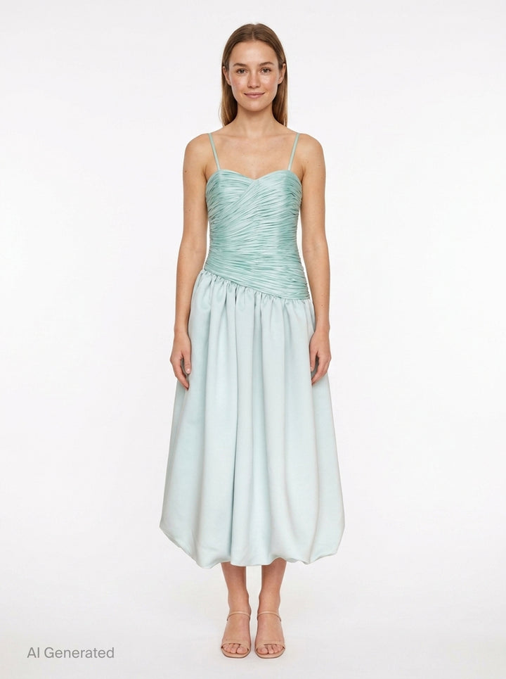 Ruched Bodice Balloon Midi Dress | Stolen Stores | Club21 - front