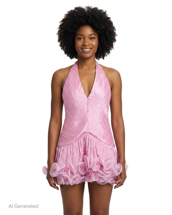 V-Neck Ruffle Hem Mini Dress | Stolen Stores | Club21 - front