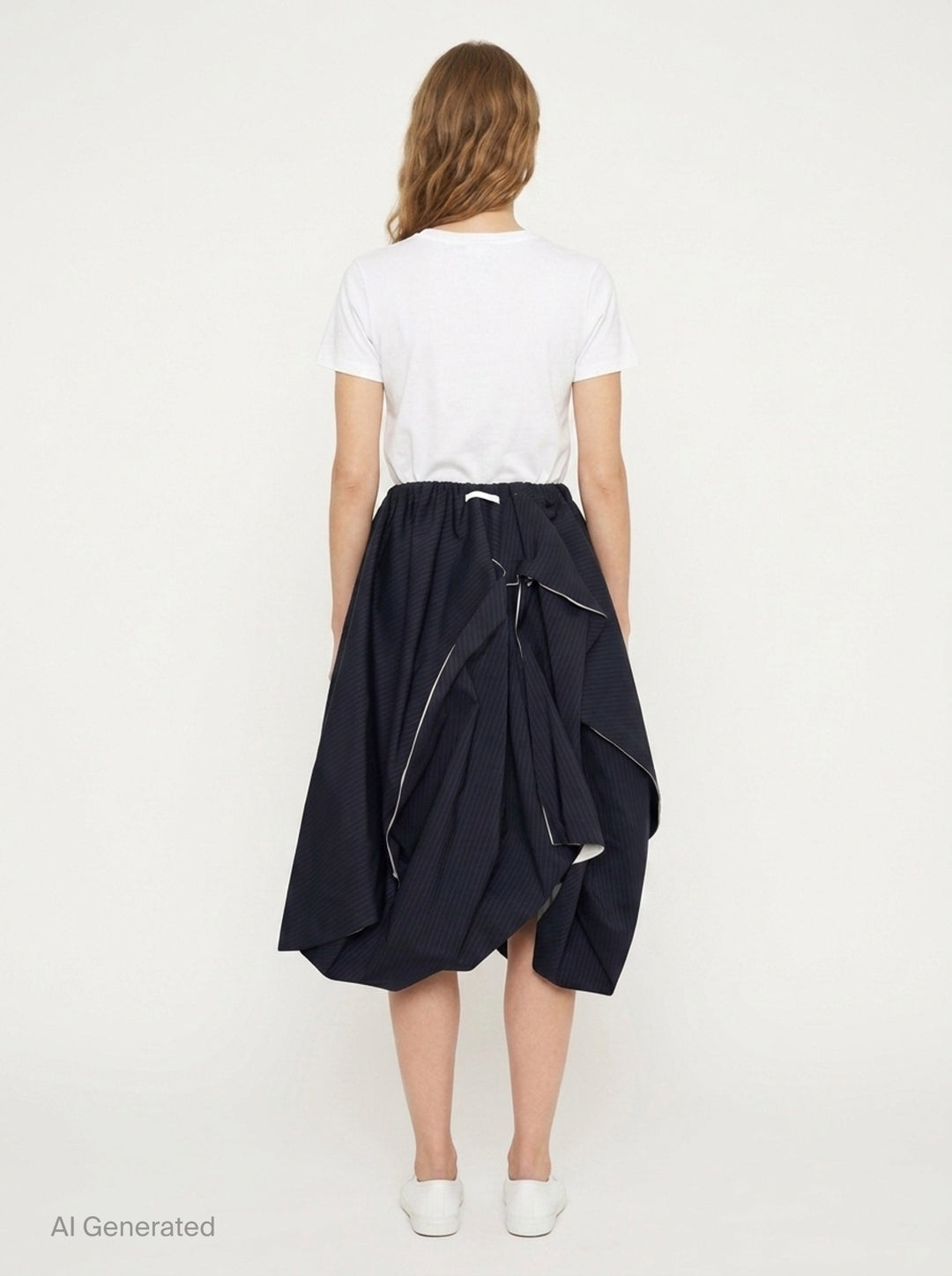 Gathered Waist Pinstripe Skirt | Tao | Club21 - back