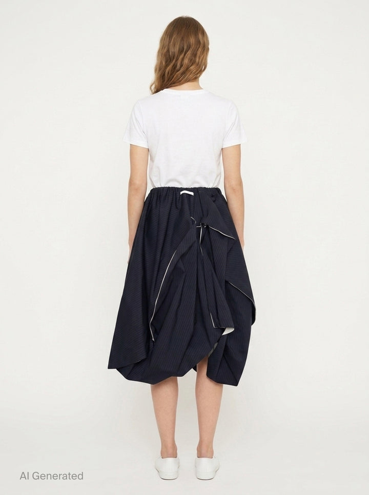 Gathered Waist Pinstripe Skirt | Tao | Club21 - back