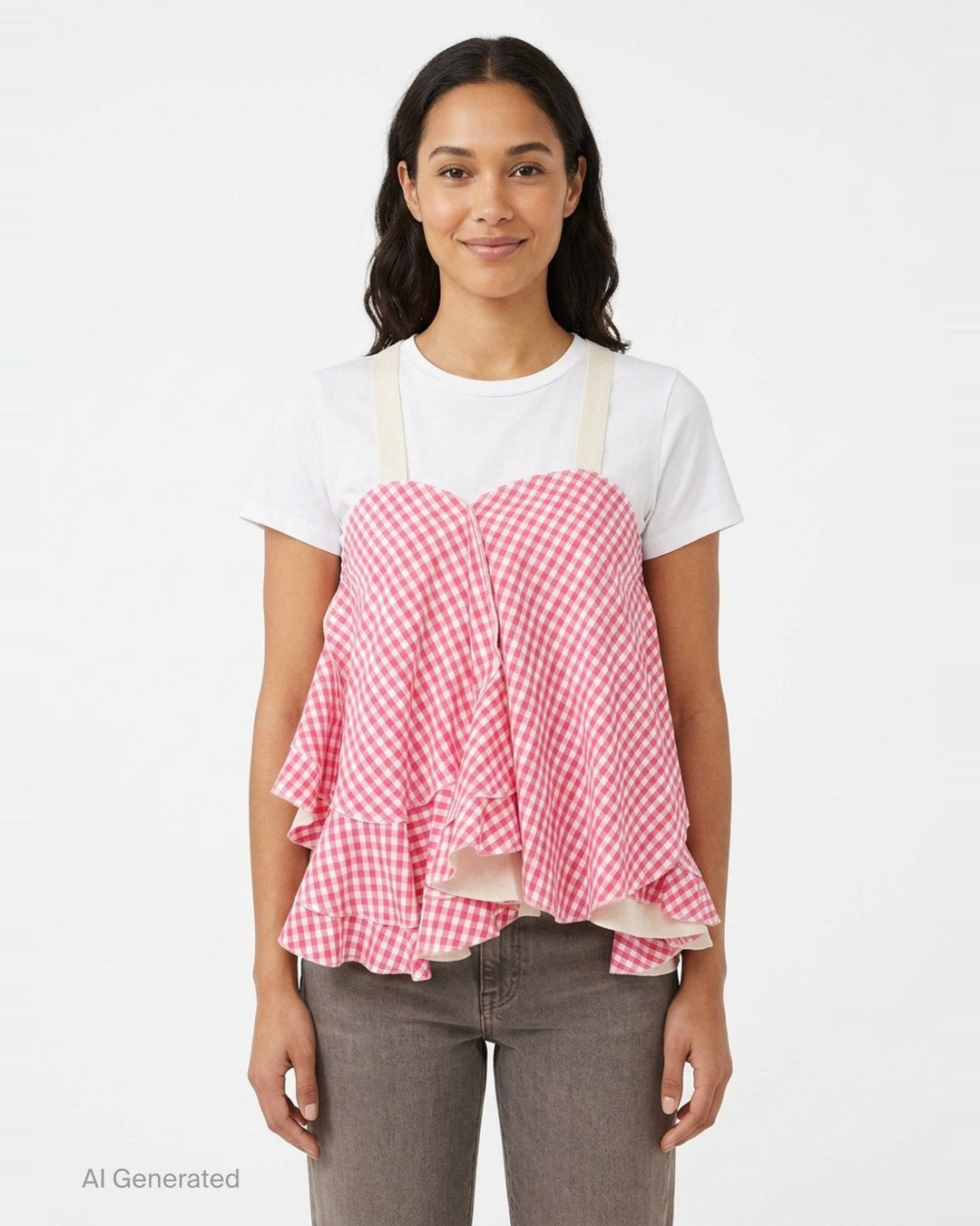 Gingham Ruffled Camisole Top | Tao | Club21 - front