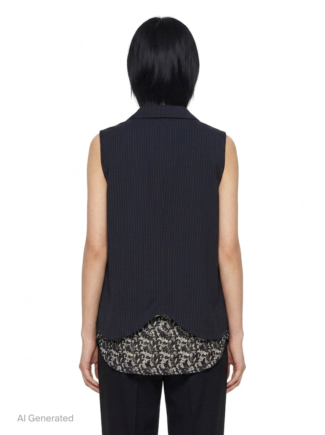 Pinstripe Lace Panel Vest | Tao | Club21 - back
