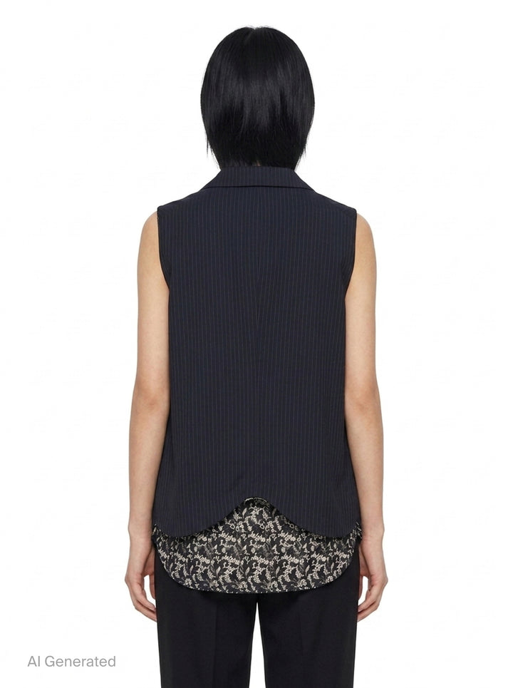 Pinstripe Lace Panel Vest | Tao | Club21 - back