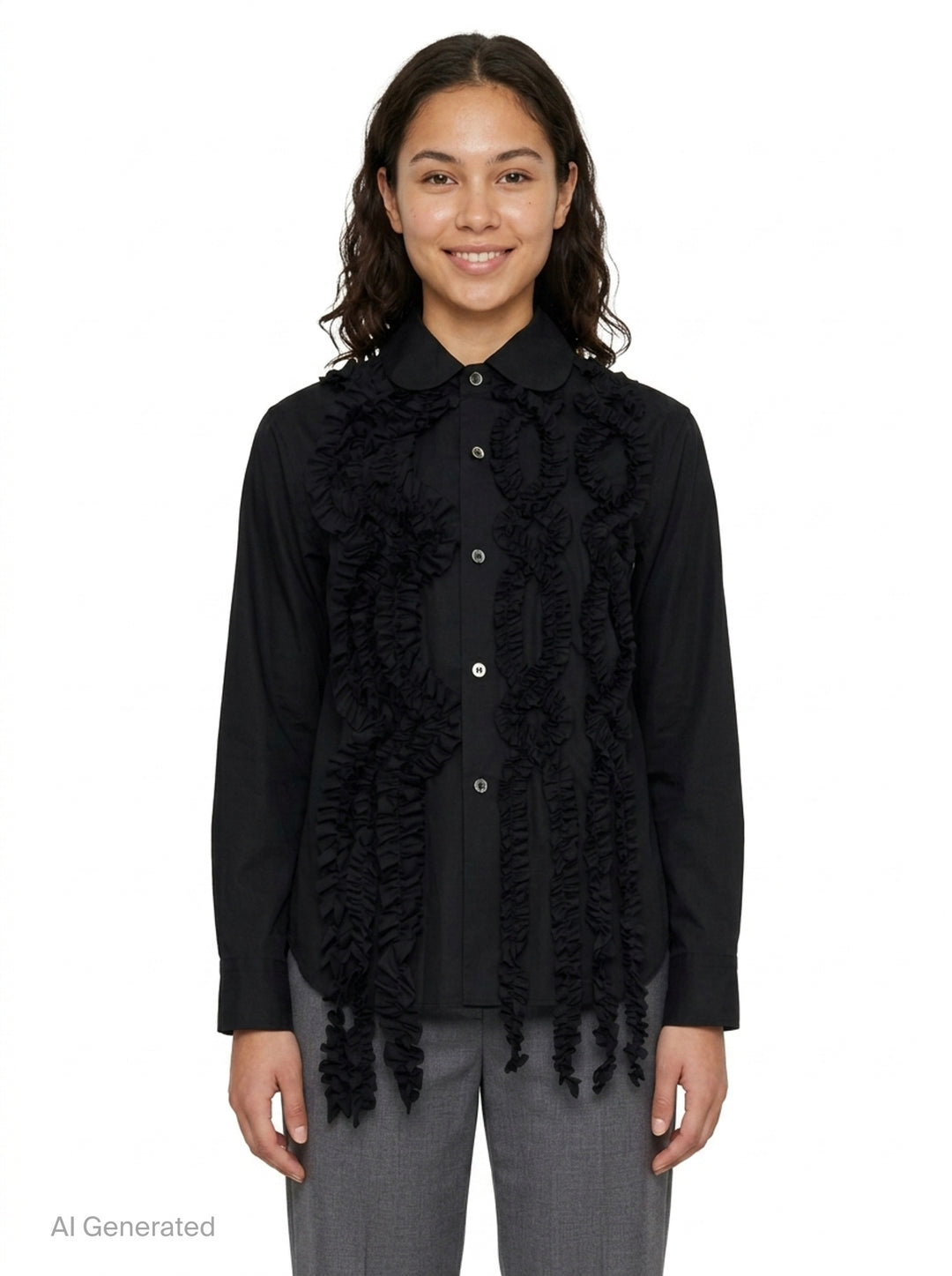 Ruffle Front Cotton Shirt | Tao | Club21 - front