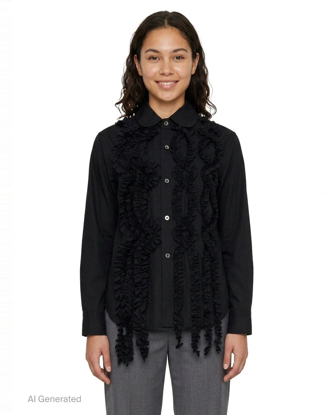 Ruffle Front Cotton Shirt | Tao | Club21 - front
