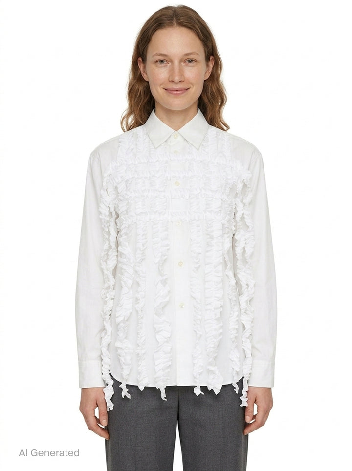 Textured Ruffle Front Blouse | Tao | Club21 - front