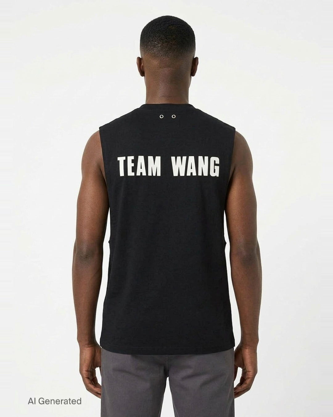 TEAM WANG design Original 1 Jersey Tank Top in black, featuring a structured sleeveless silhouette, crew neckline, and small TEAM WANG logo print at the chest - back