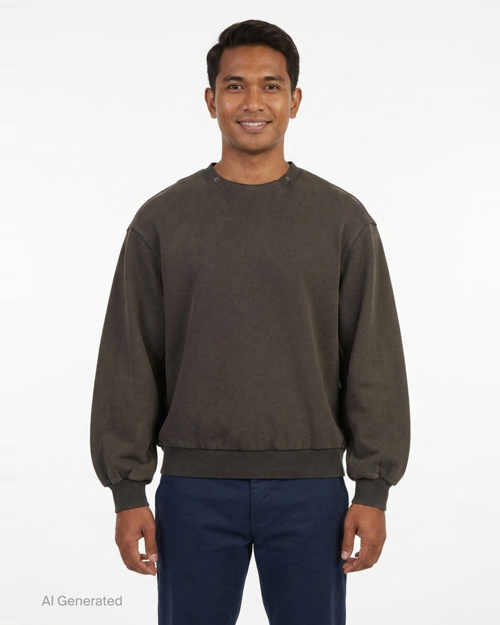 Reset Washed Crew-Neck Sweatshirt | TEAM WANG design | Club21 - front
