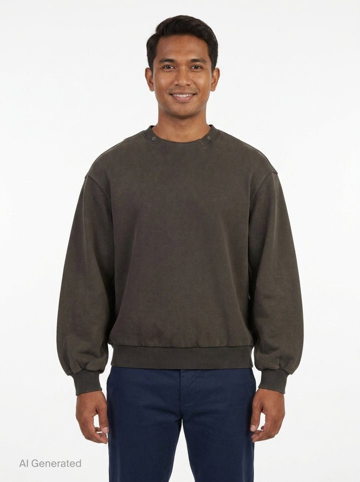 Reset Washed Crew-Neck Sweatshirt | TEAM WANG design | Club21 - front