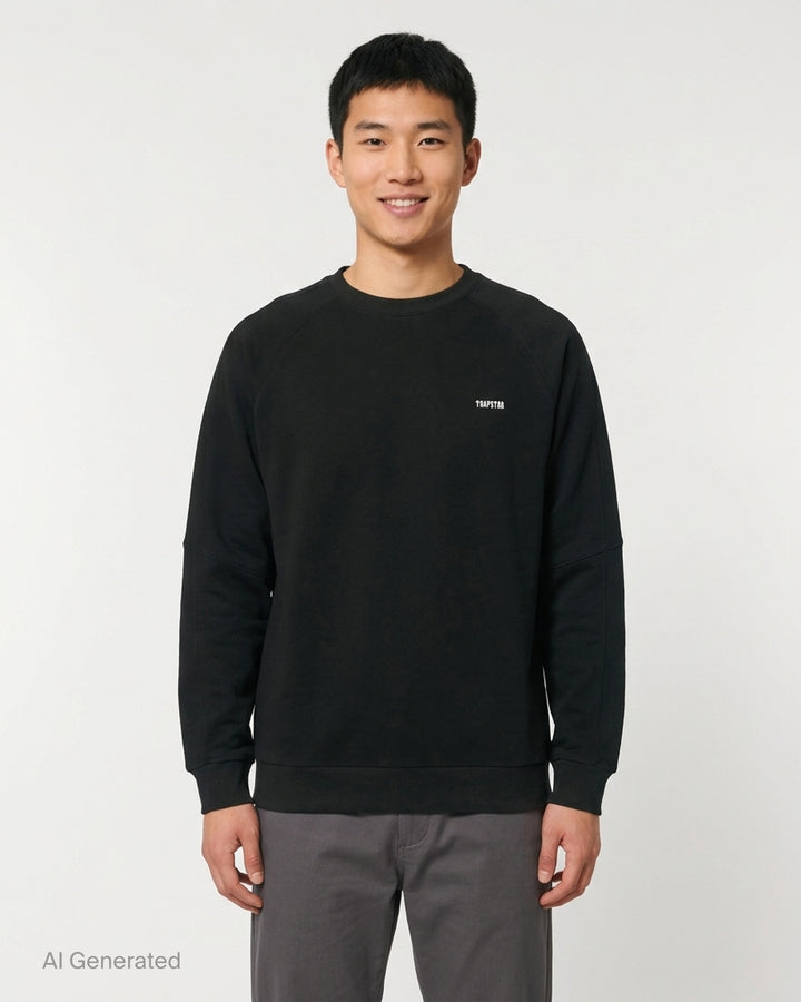 Team Wang Design The Original 1 black crew-neck sweatshirt with raglan sleeves, ribbed trims and a small white logo on the chest - front