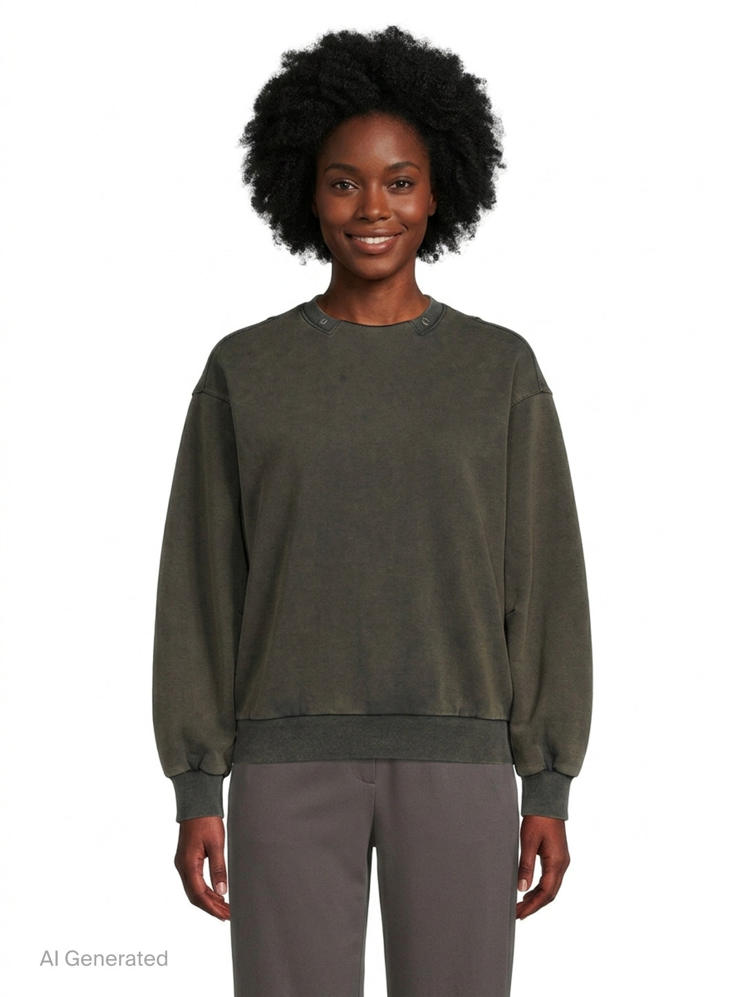 Washed Crew-Neck Sweatshirt | TEAM WANG design | Club21 - front