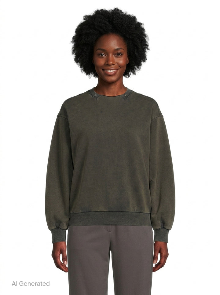 Washed Crew-Neck Sweatshirt | TEAM WANG design | Club21 - front