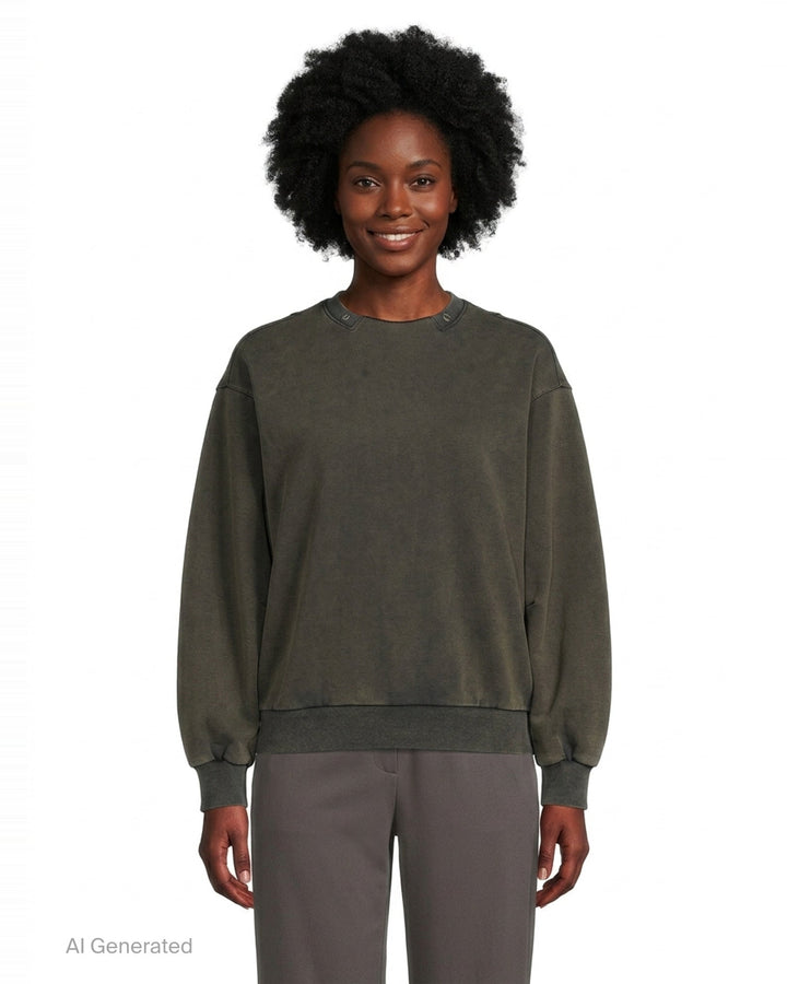Washed Crew-Neck Sweatshirt | TEAM WANG design | Club21 - front