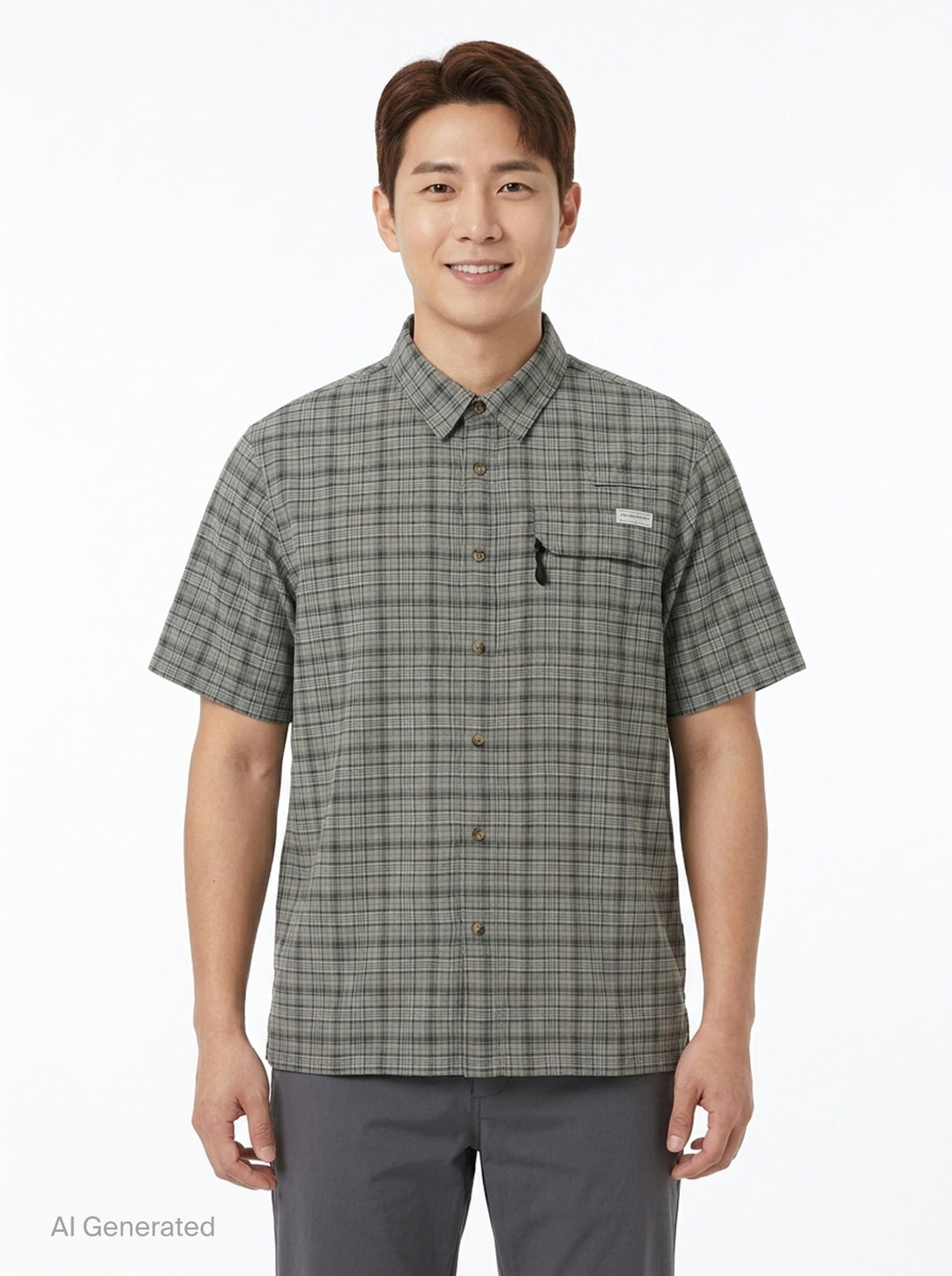 Plaid Short Sleeve Fishing Shirt | thisisneverthat | Club21 - front