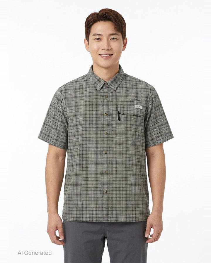Plaid Short Sleeve Fishing Shirt | thisisneverthat | Club21 - front