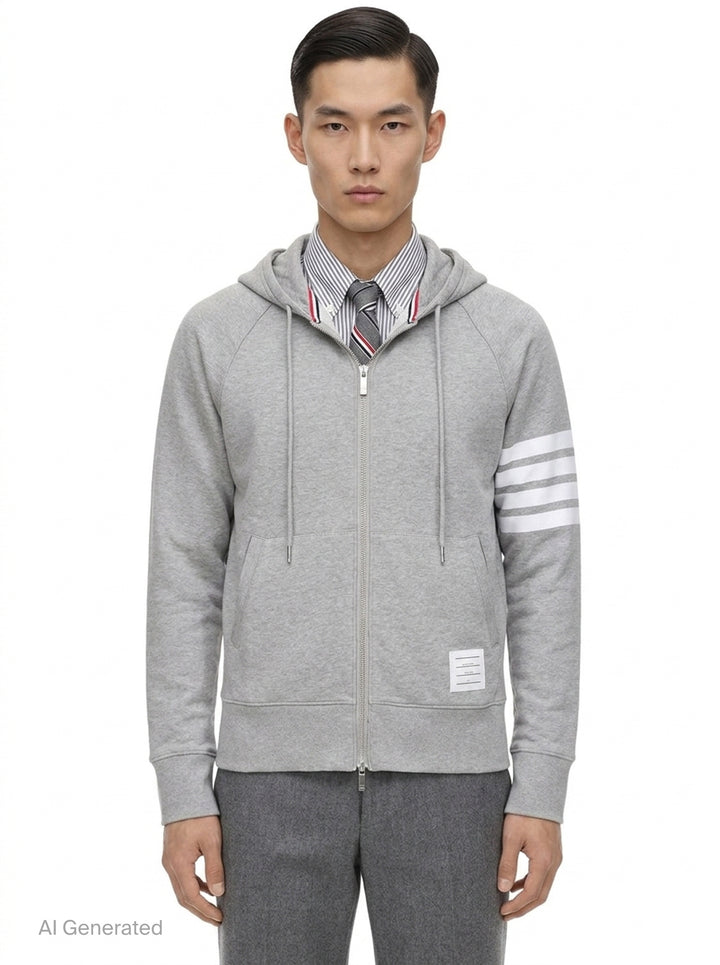 4-Bar Full Zip Hoodie | Thom Browne | Club21 - front