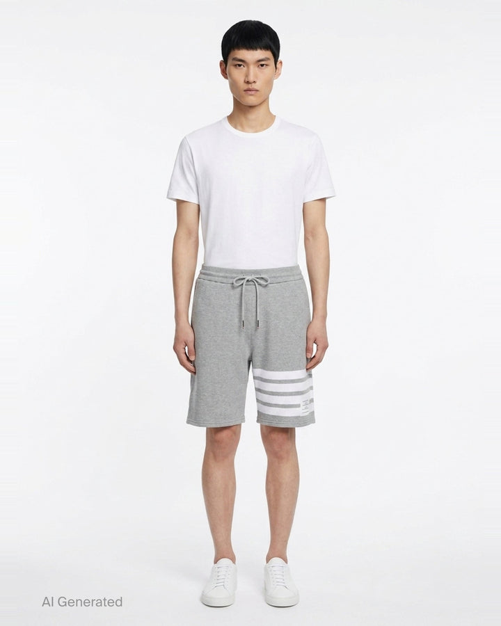 4-Bar Mid Thigh Shorts | Thom Browne | Club21 - front