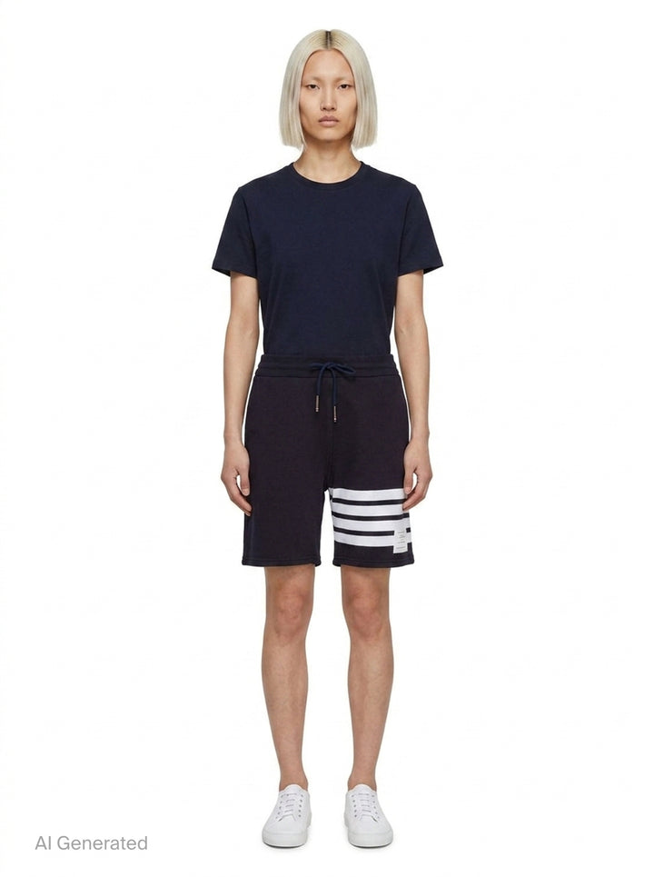 4-Bar Mid Thigh Shorts | Thom Browne | Club21 - front