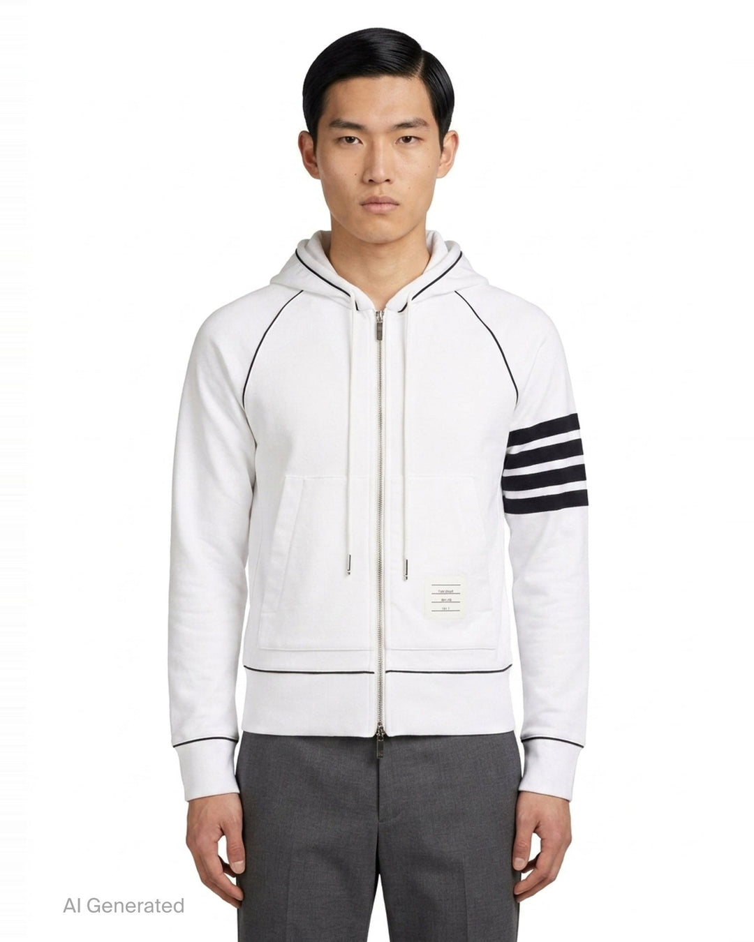 4-Bar Stripe Zip Through Hoodie | Thom Browne | Club21 - front