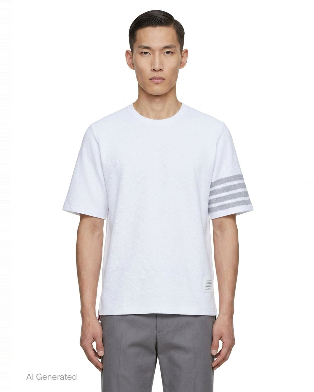 4-Bar Textured Short Sleeve Tee | Thom Browne | Club21 - front