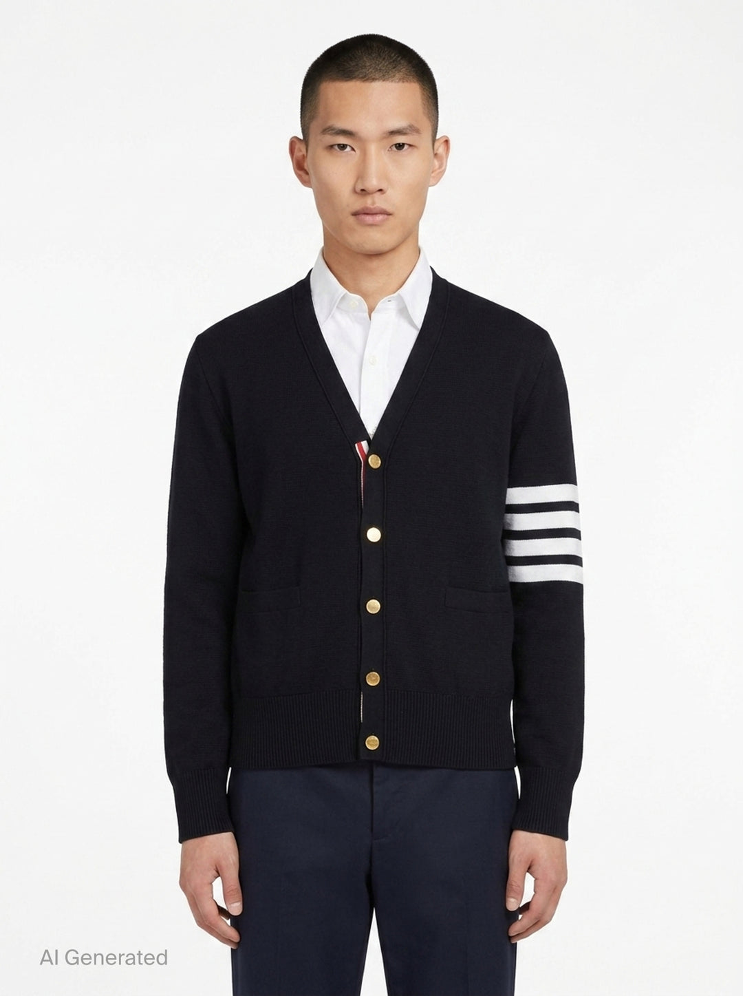 4-Bar V-Neck Cardigan | Thom Browne | Club21 - front