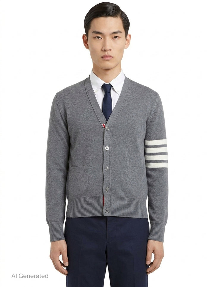 4-Bar V-Neck Cardigan | Thom Browne | Club21 - front