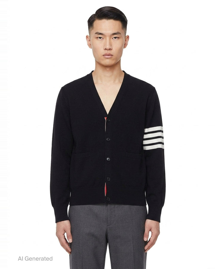 4-Bar V-Neck Cardigan | Thom Browne | Club21 - front