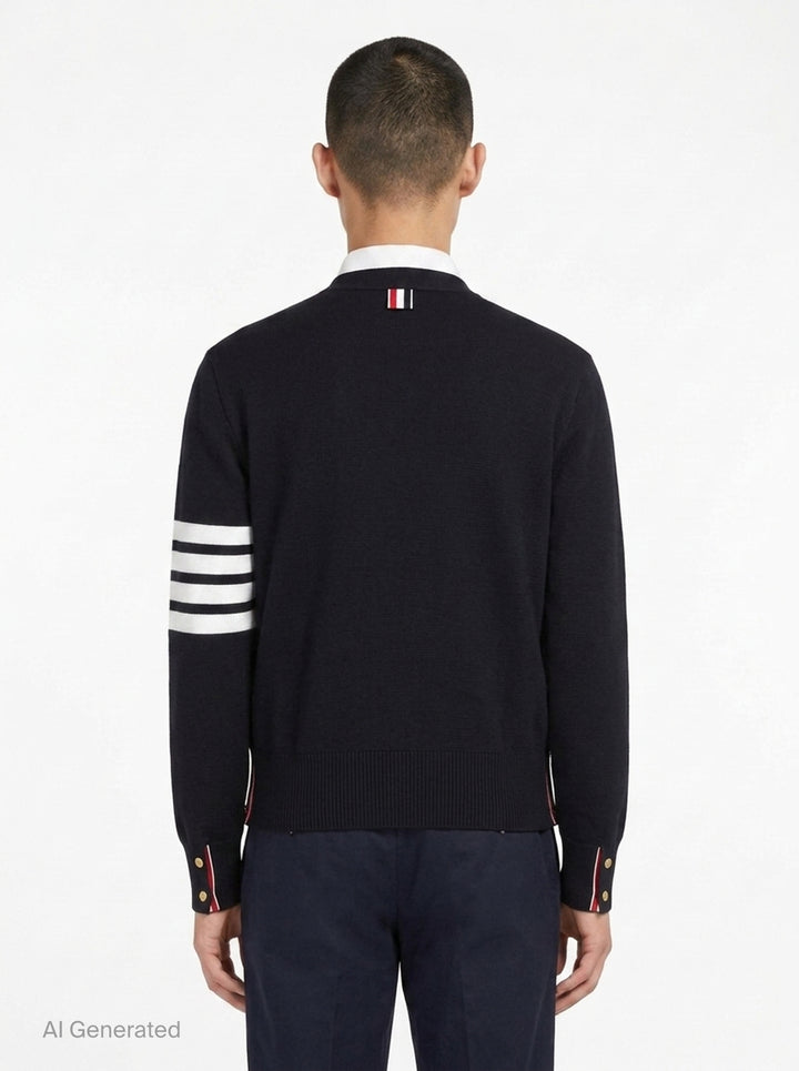 4-Bar V-Neck Cardigan | Thom Browne | Club21 - back