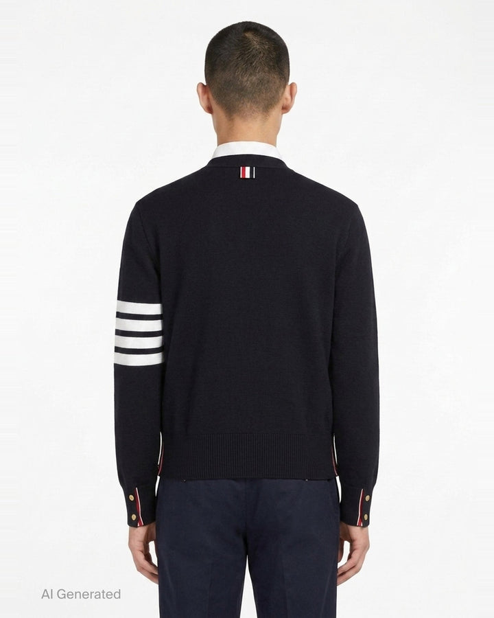 4-Bar V-Neck Cardigan | Thom Browne | Club21 - back