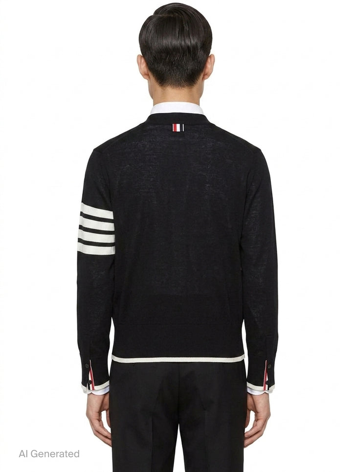 4-Bar V-Neck Cardigan | Thom Browne | Club21 - back