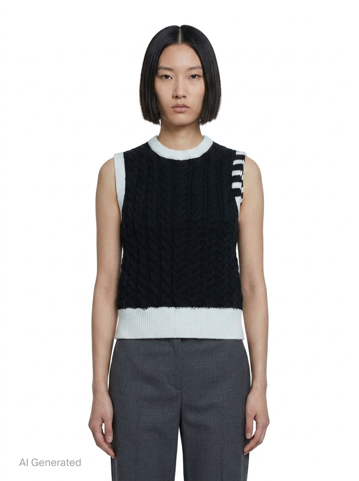 Aran Cable Merino Shell Top | Thom Browne | Club21 - front