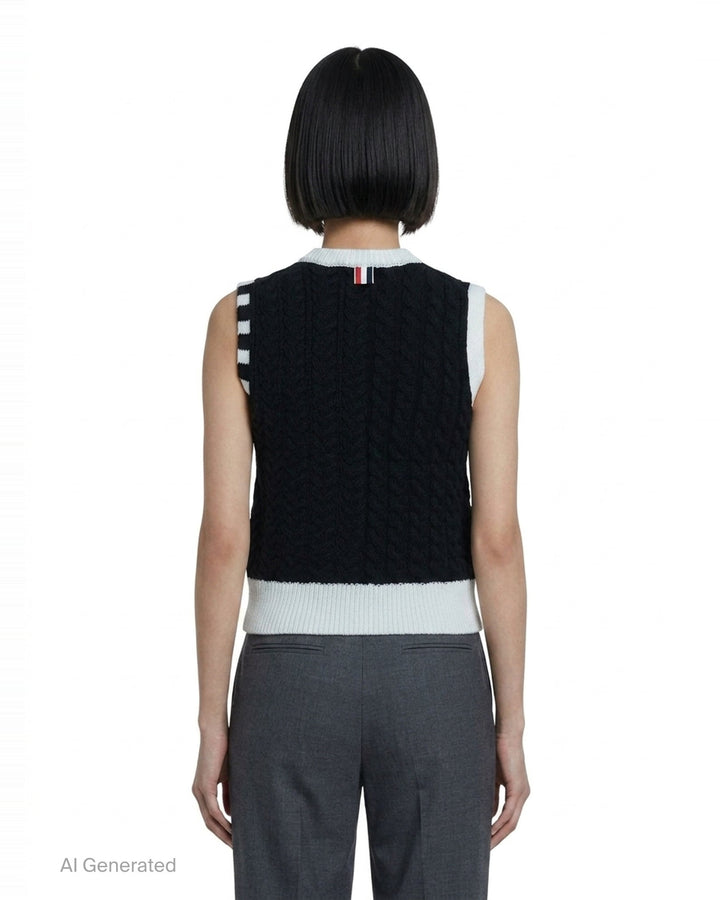 Aran Cable Merino Shell Top | Thom Browne | Club21 - back