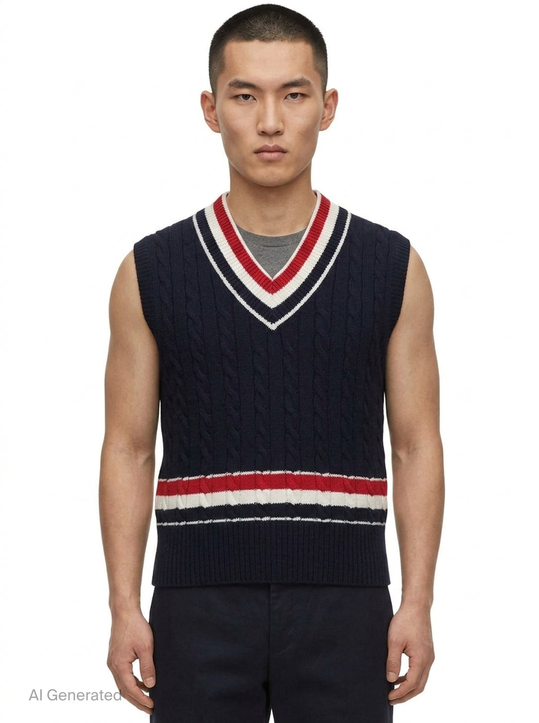 Baby Cable V-Neck Cricket Vest | Thom Browne | Club21 - front