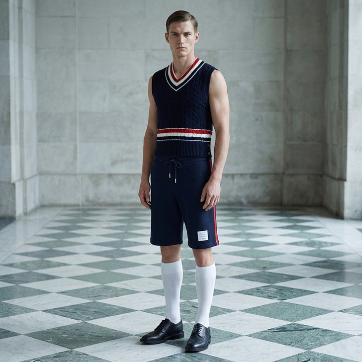 Baby Cable V-Neck Cricket Vest | Thom Browne | Club21 - lifestyle