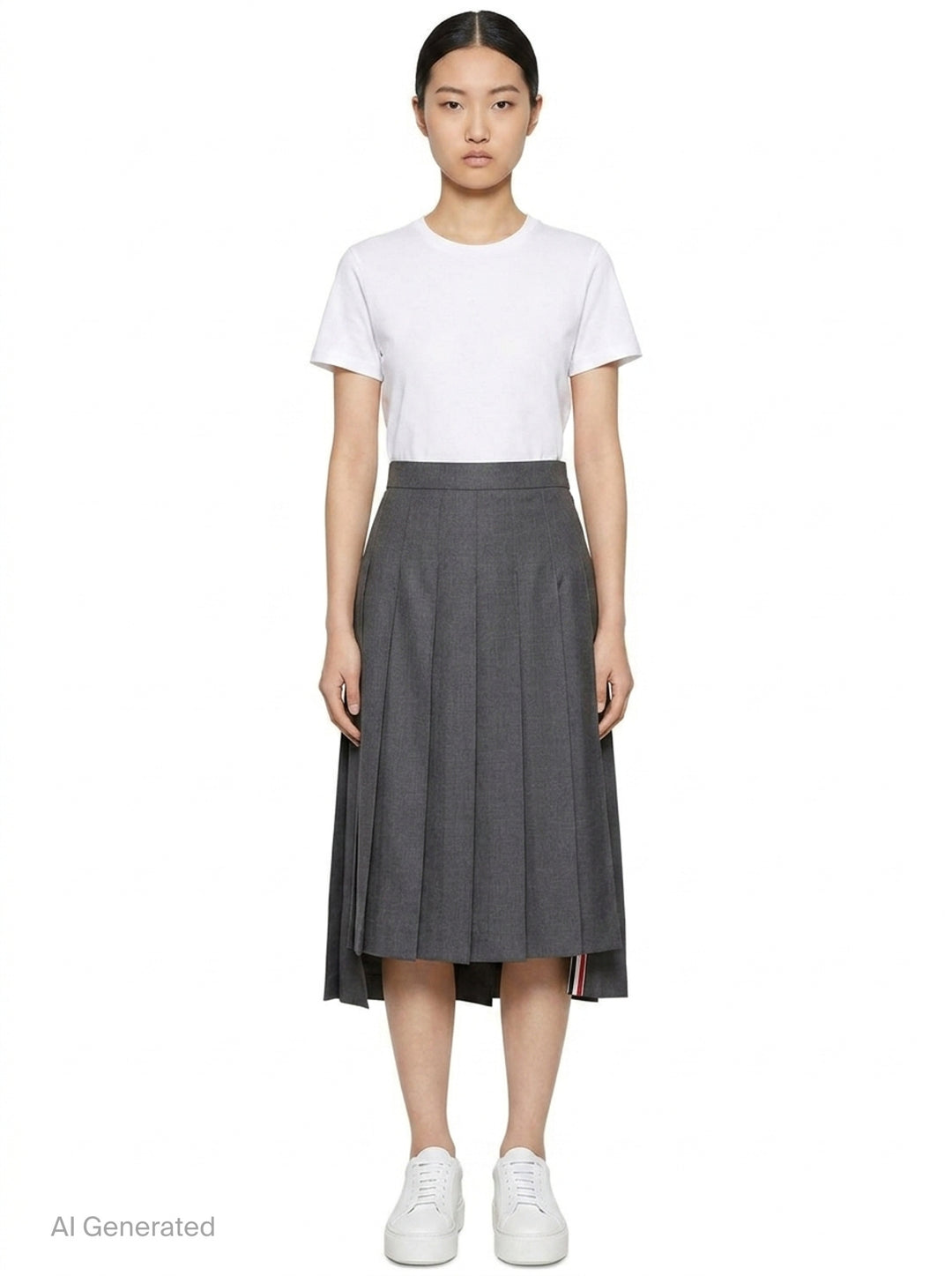 Below Knee Dropped Back Pleated Skirt | Thom Browne | Club21 - front