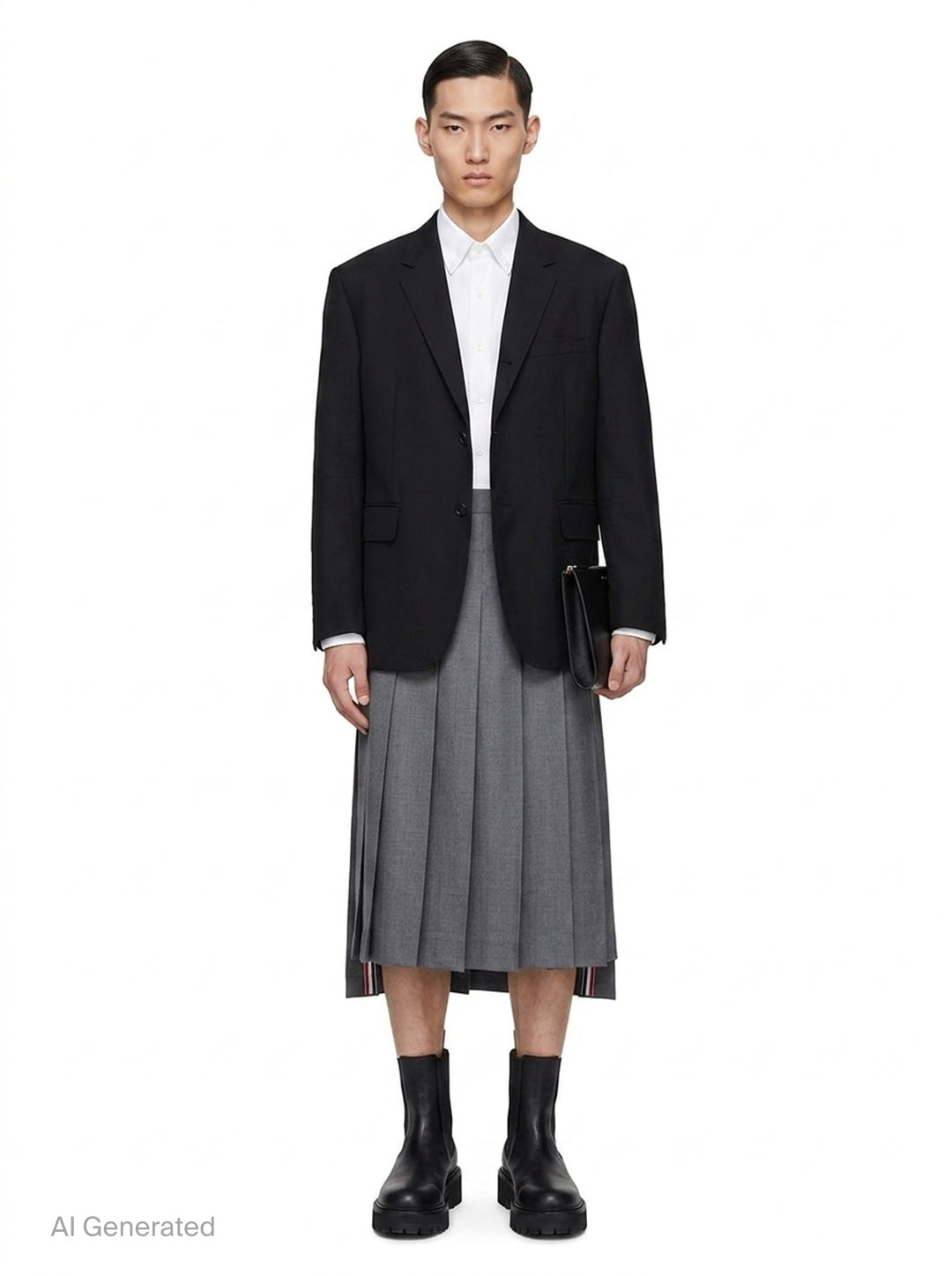 Below Knee Dropped Back Pleated Skirt | Thom Browne | Club21 - front